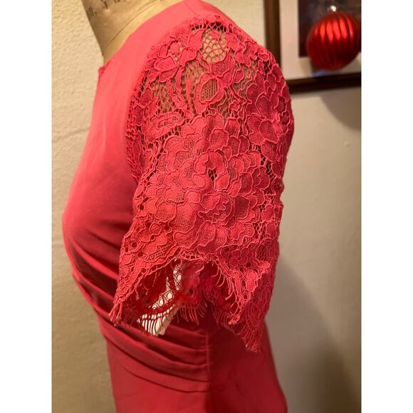 JS Collection Lissett Tea Length Lace Contrast Dress NWT Size 4 - Picture 8 of 13